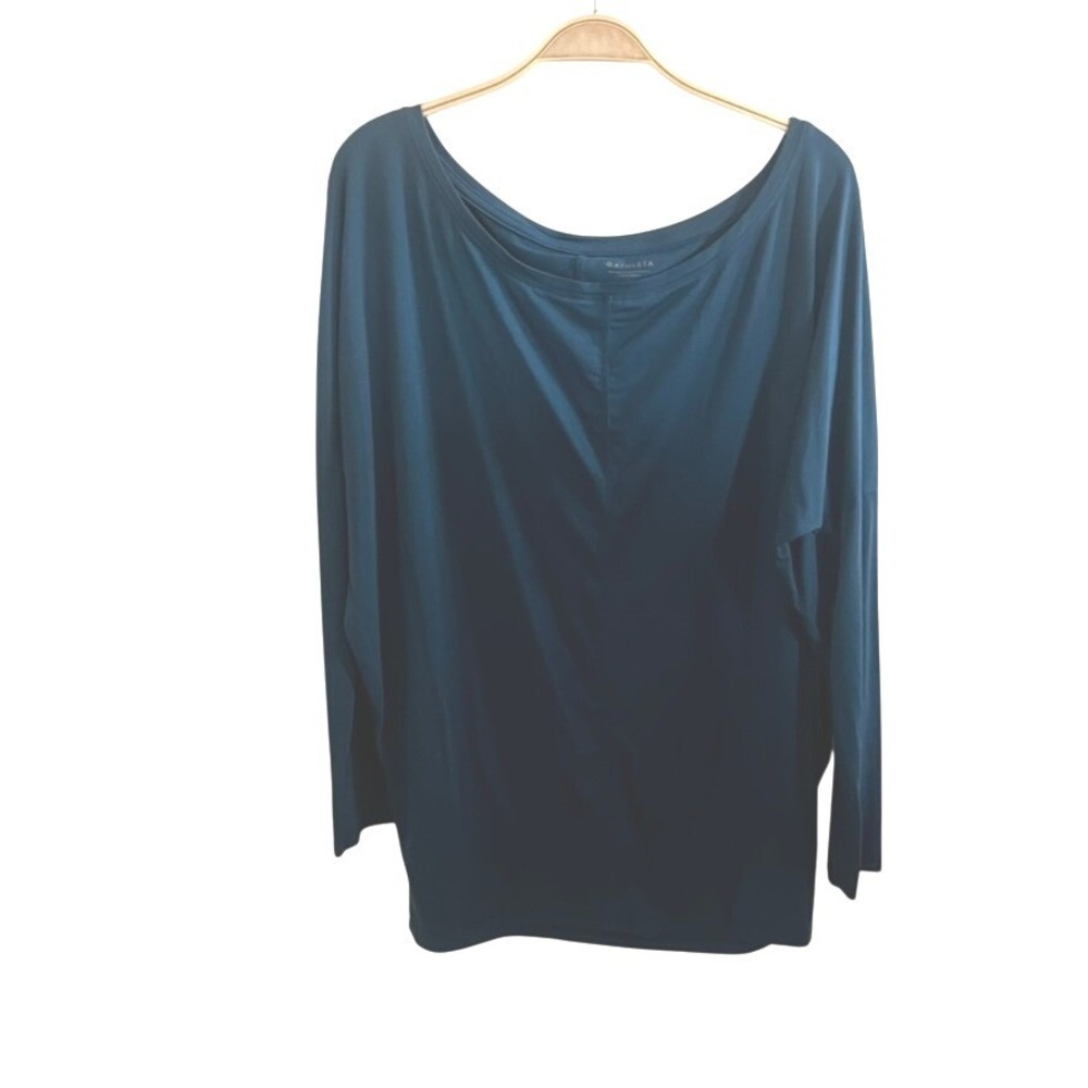 Athleta Teal Blue Boat Neck Dolman Long Sleeve Relaxed Fit Top Medium